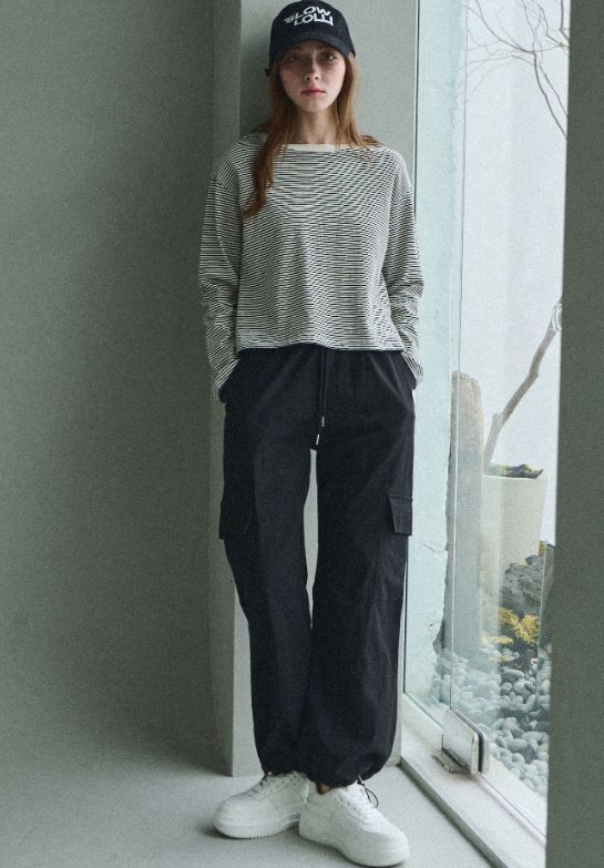 Banding cargo bermuda pants - Black