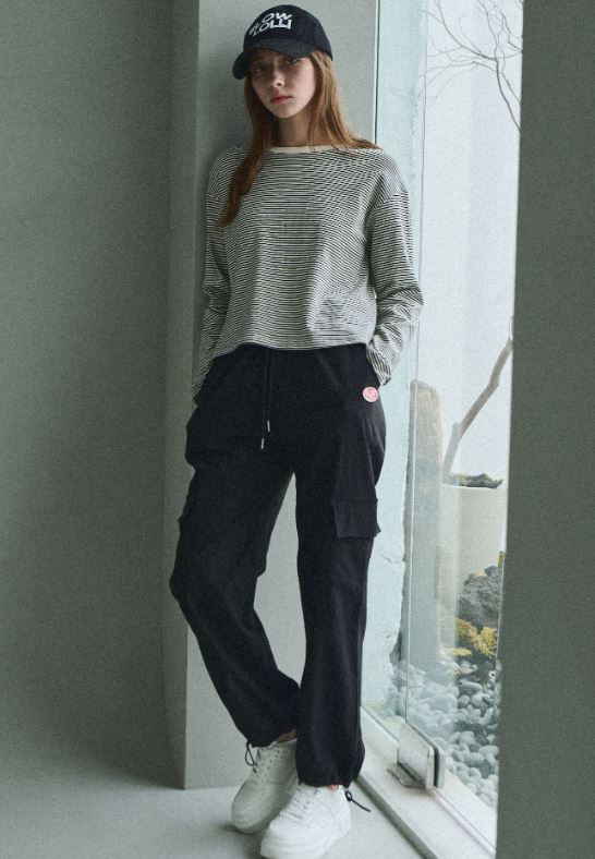 Banding cargo bermuda pants - Black