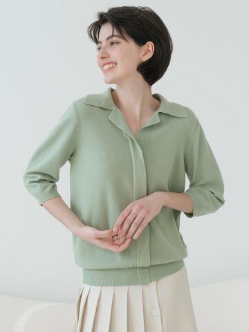 브이 오픈 칼라넥 7부 니트 (5colors)