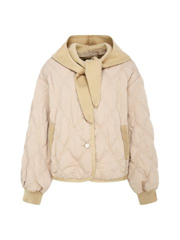 니트 후드 퀼팅 패딩 점퍼 