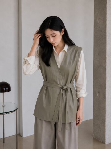 Belted Leather Vest 7RTP0VT002 