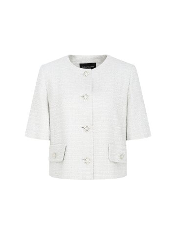 글리터 트위드 하프 슬리브 재킷 