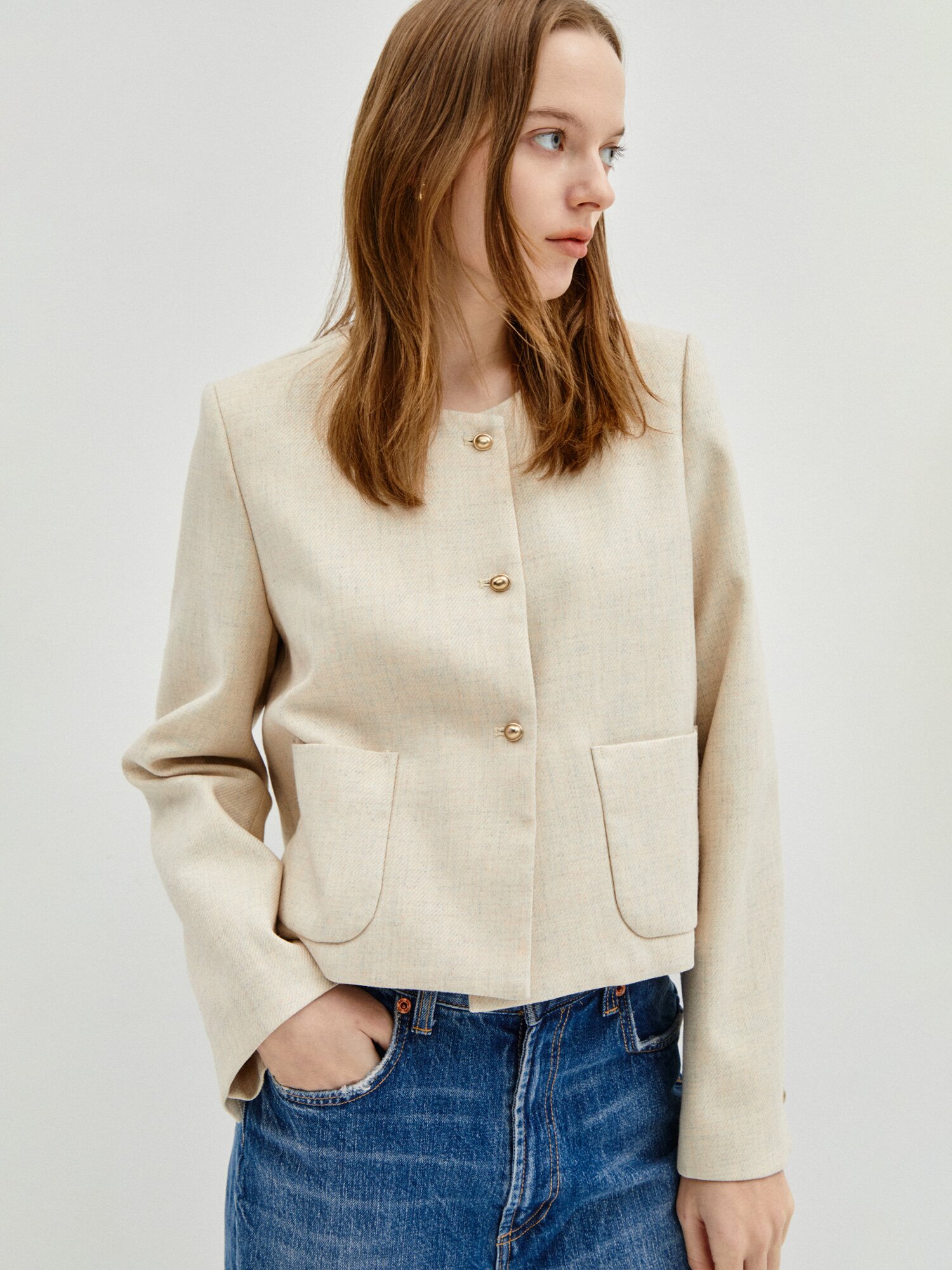 Roundk Button Point Jacket 7RTP0JK001 (MELANGE BEIGE)