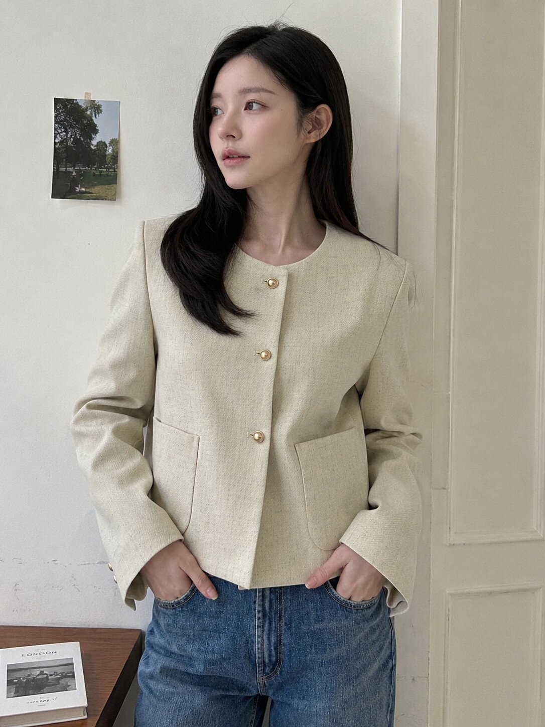 Roundk Button Point Jacket 7RTP0JK001 (MELANGE BEIGE)