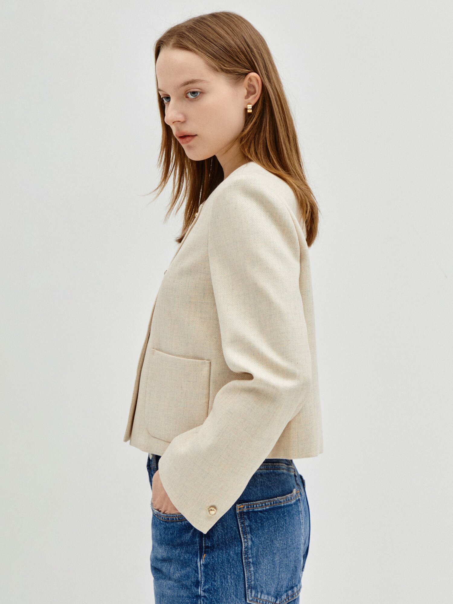 Roundk Button Point Jacket 7RTP0JK001 (MELANGE BEIGE)