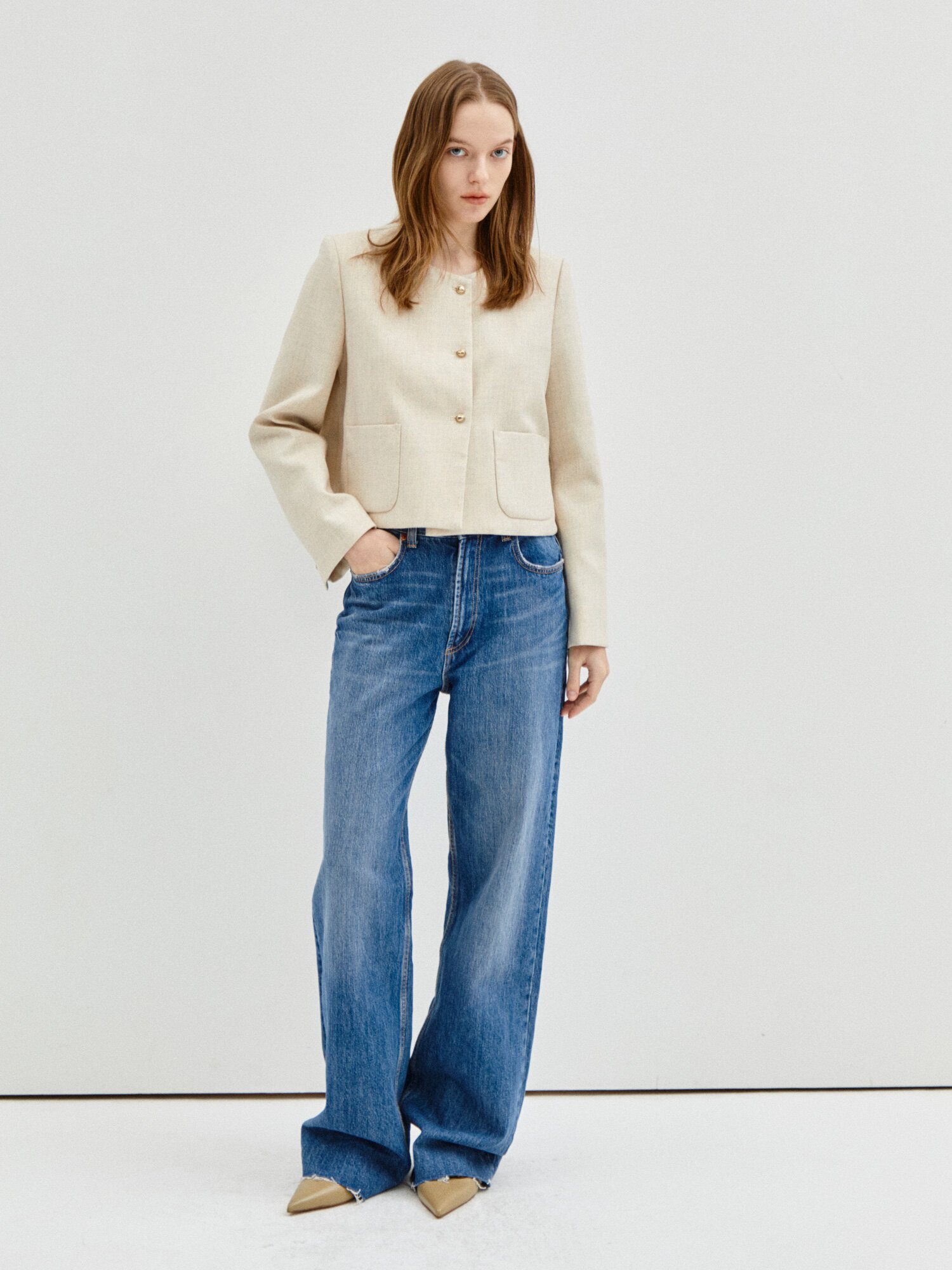 Roundk Button Point Jacket 7RTP0JK001 (MELANGE BEIGE)