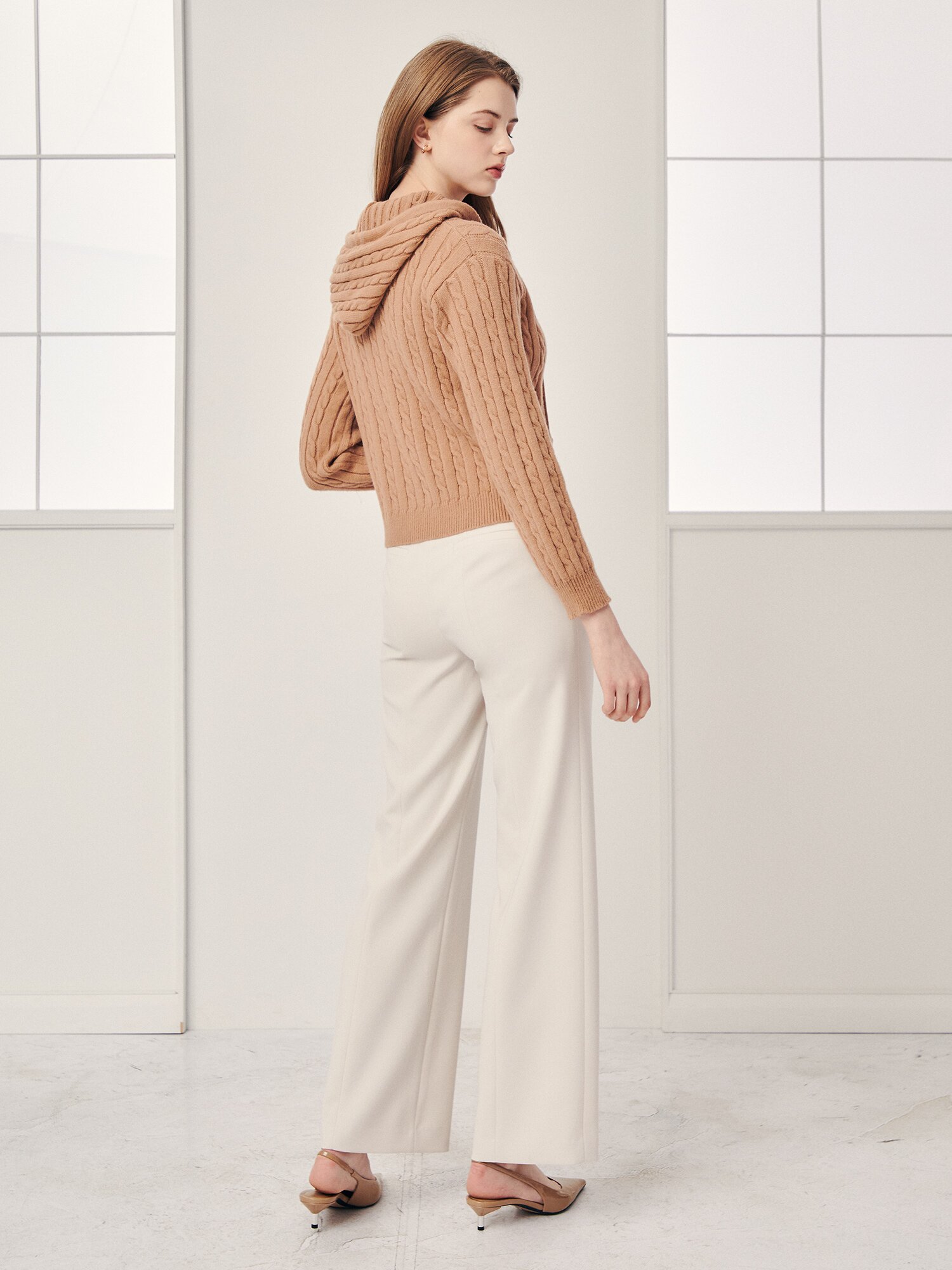 케이블 후드 집업 가디건 (BEIGE)