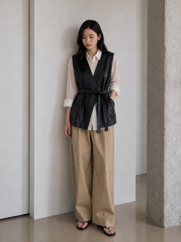 Belted Leather Vest 7RTP0VT002 