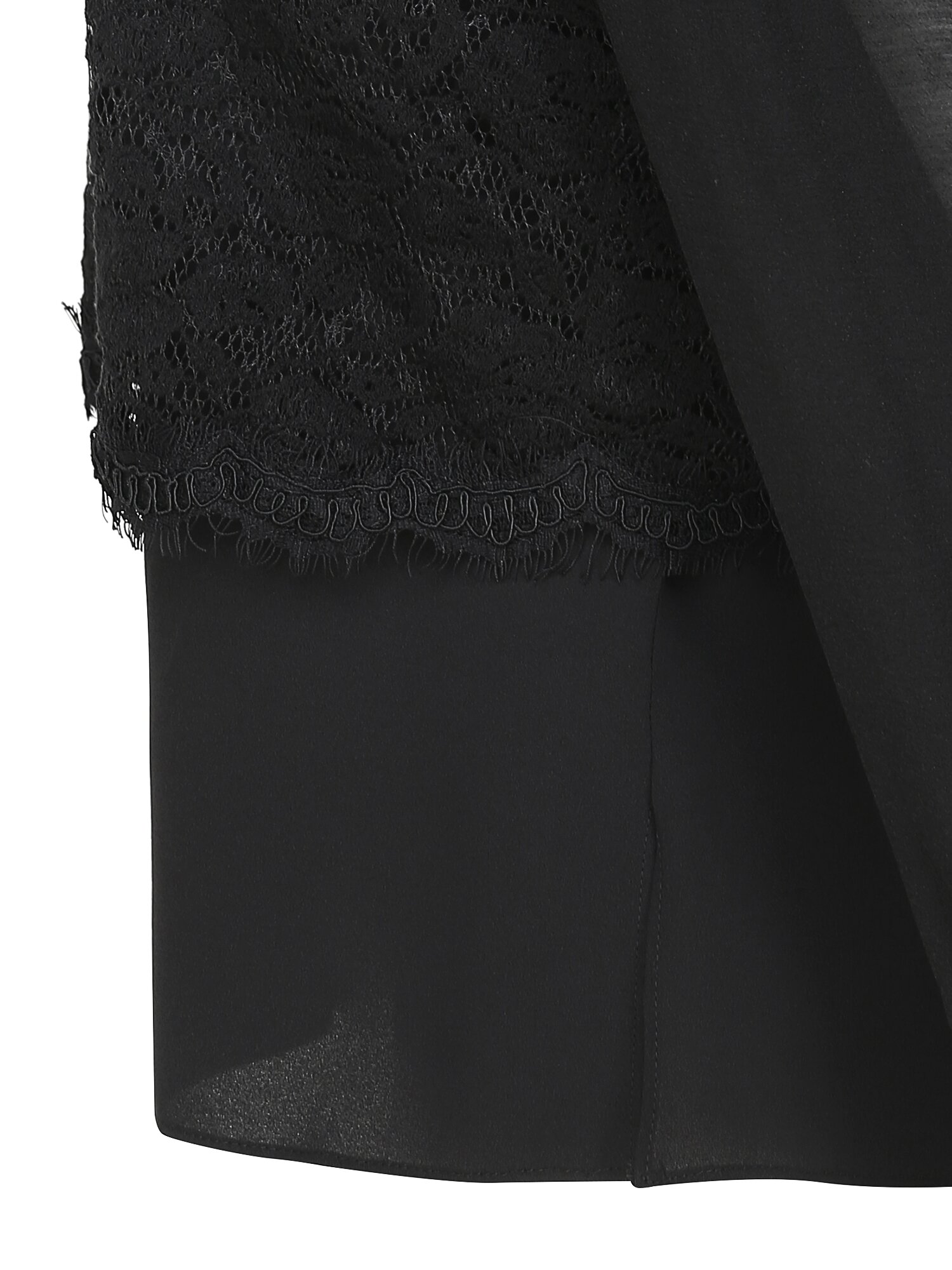 레이스 레이어 하이넥 블라우스 (BLACK)