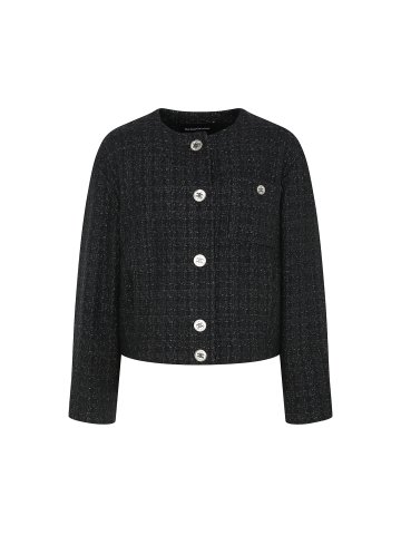 트위드 턱 디테일 라운드넥 재킷 