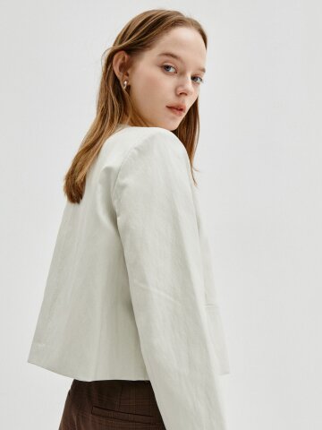 Round Asymmetric Leather Jacket 7RTP0JK002 