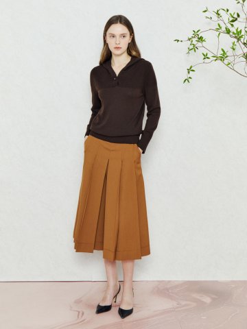 버클 디테일 플리츠 큐롯 팬츠 