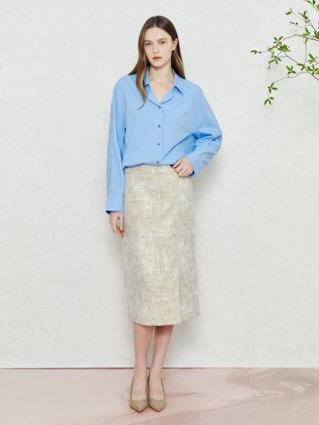 메탈릭 골드 텍스처 랩 스커트 