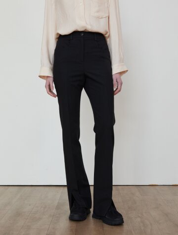 Boots cut slit pants_BLACK