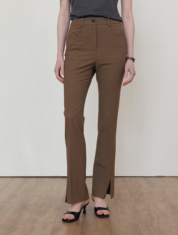 Boots cut slit pants_BROWN