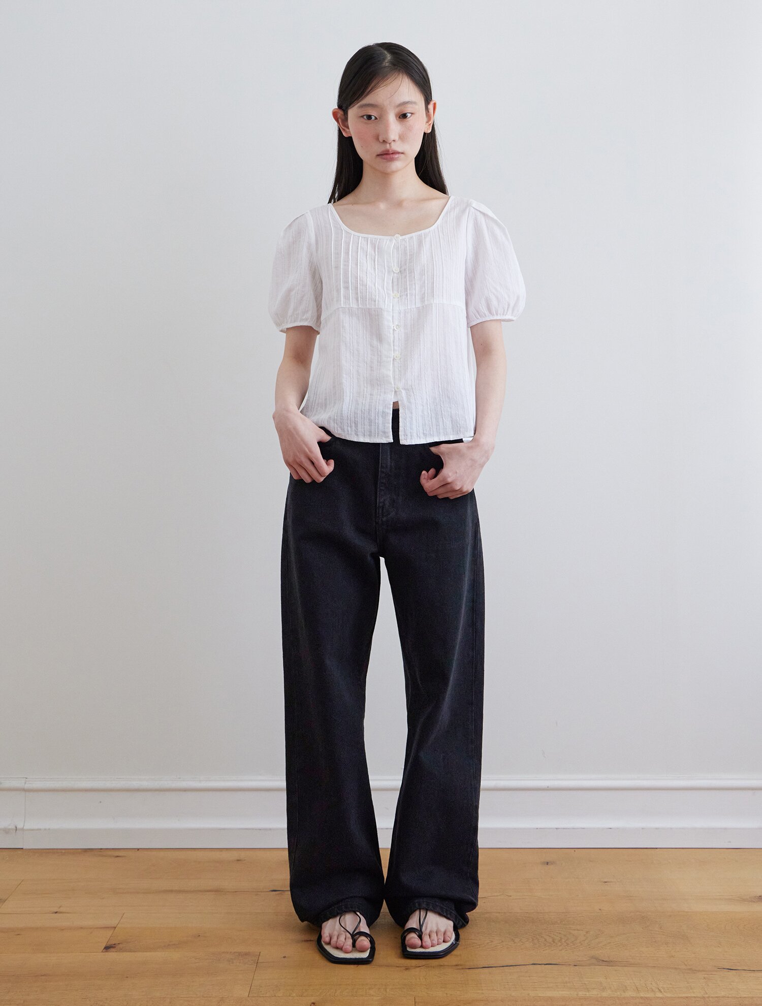 Kintra straight washing denim_BLACK