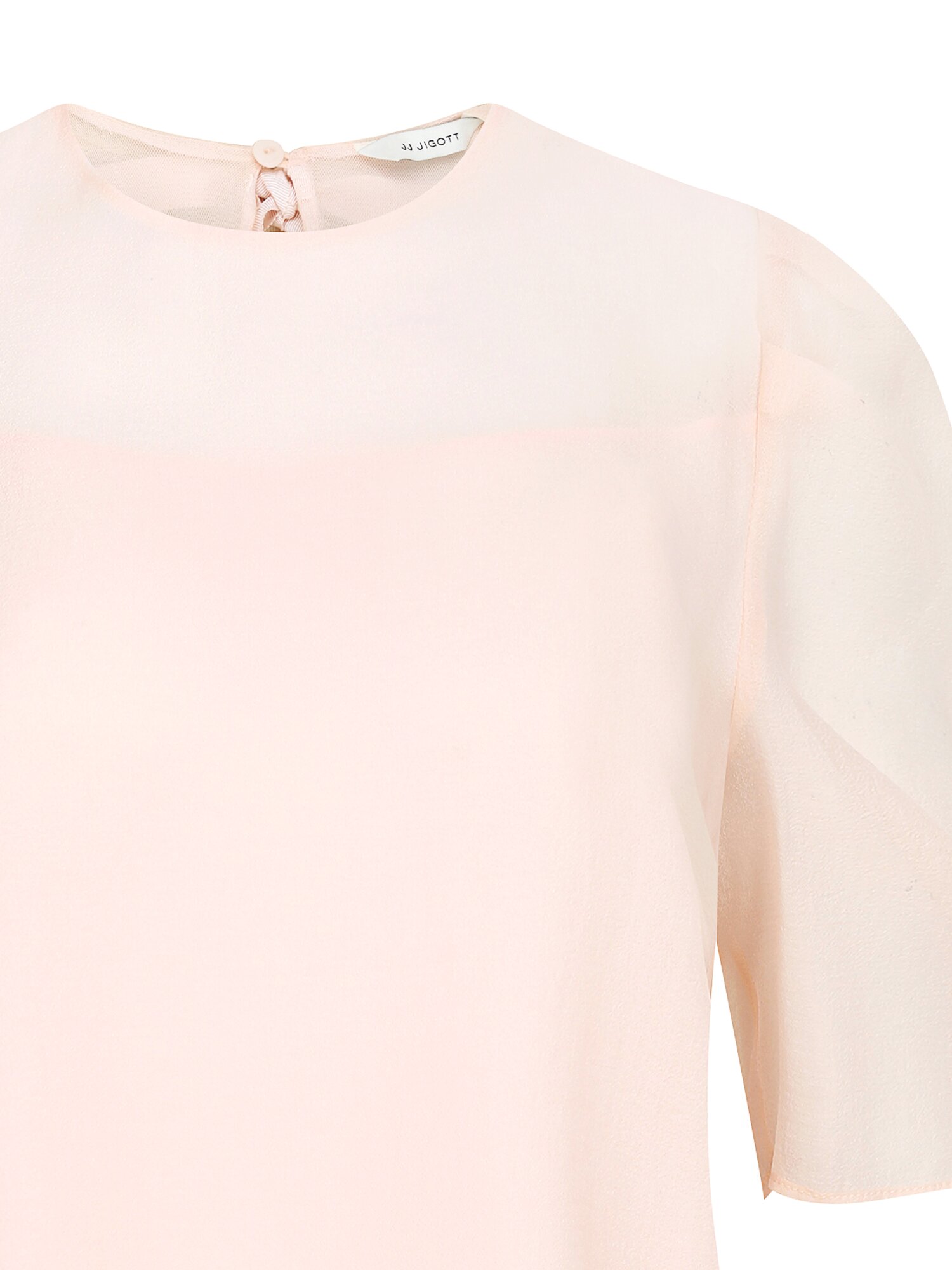 백 리본 퍼프 슬리브 블라우스 (PINK)