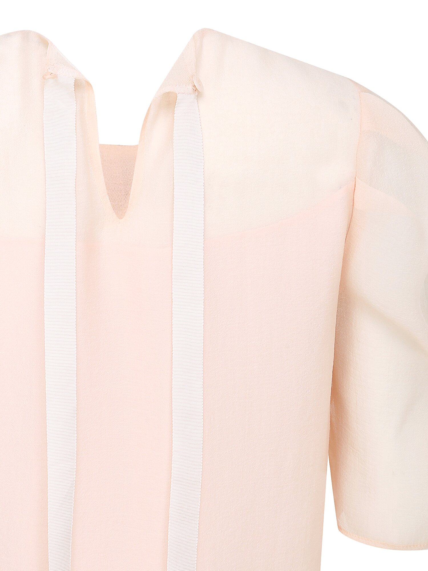 백 리본 퍼프 슬리브 블라우스 (PINK)