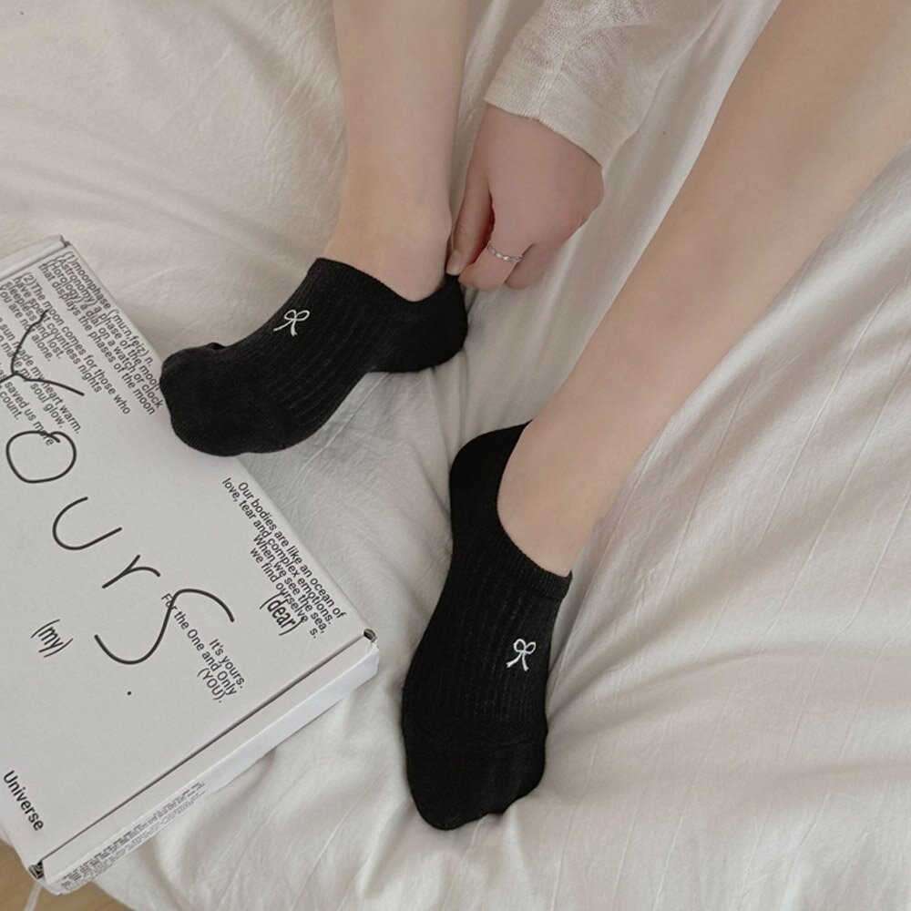 새잔 리본 실리콘 발목양말 페이크삭스 여름 덧신 덧버선양말 5켤레 세트