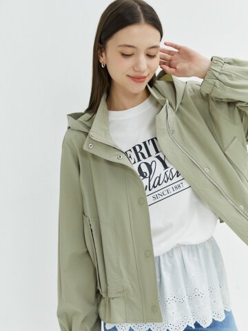 아웃 포켓 스트링 후드 점퍼 