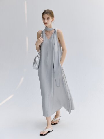 TG_Scarf collar sleeveless dress_2color
