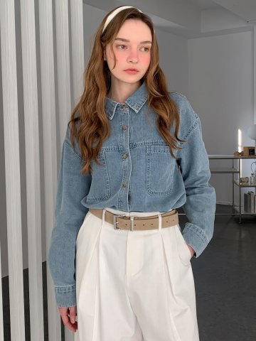 스티치 라인 빈티지 데님 셔츠 (2colors)