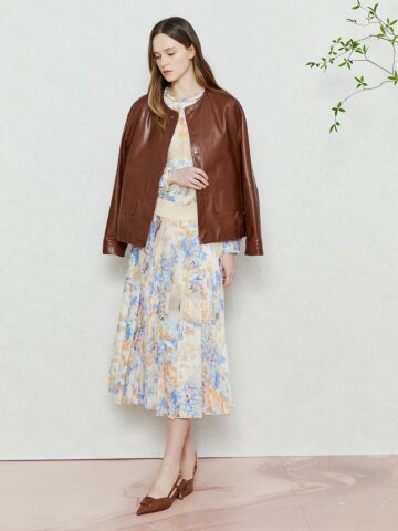 페인팅 플리츠 스커트 