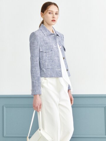 트위드 하운드투스 크롭 재킷 