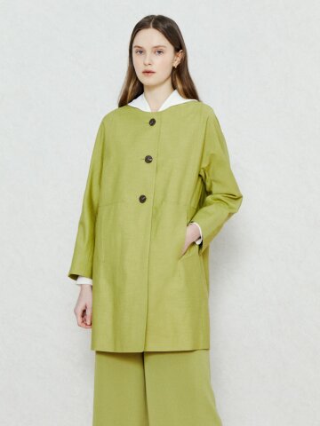 논칼라 클래식 라운드 트렌치 코트 