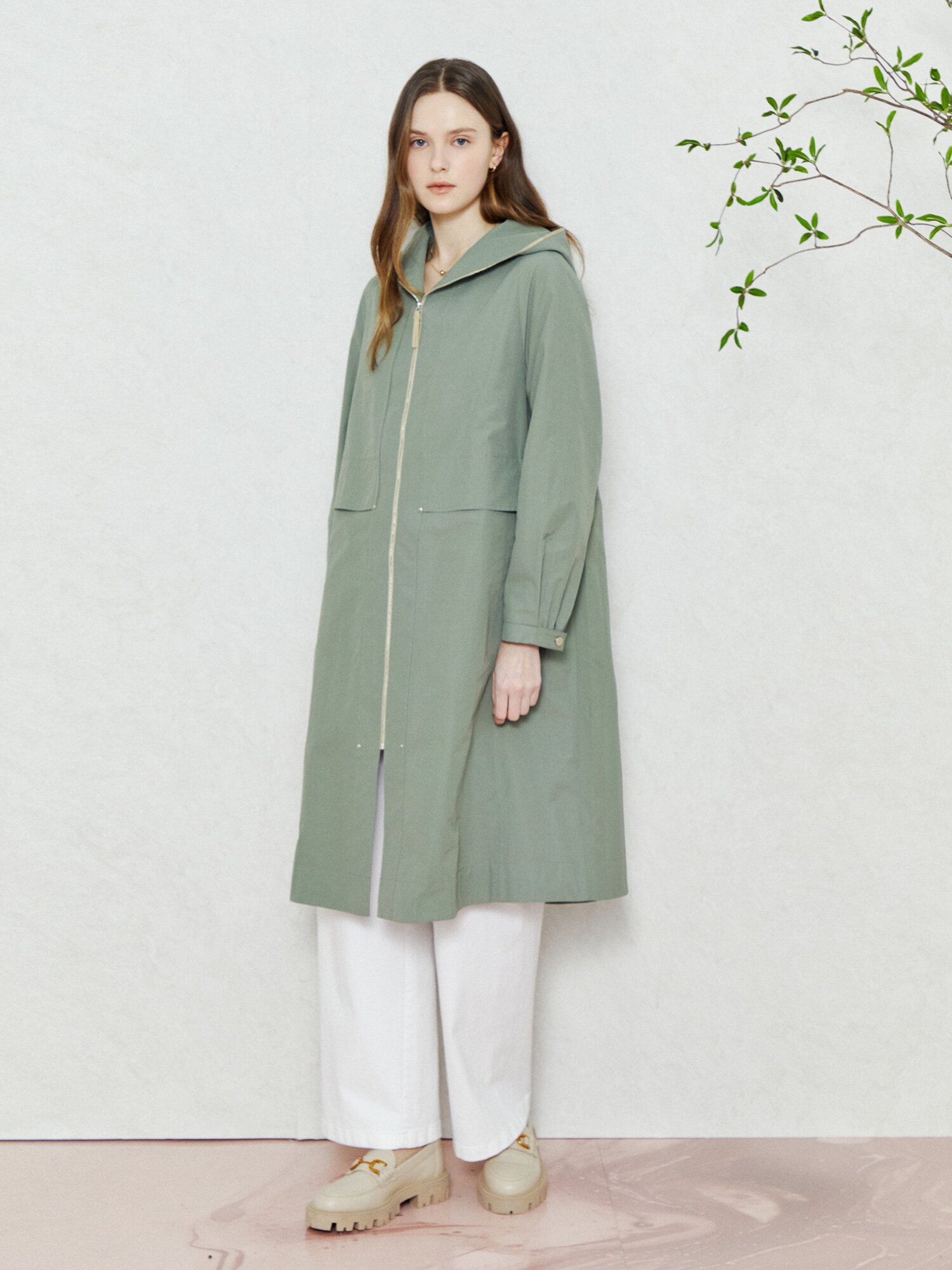 어반 트렌치 롱 후드 코트 (KHAKI)