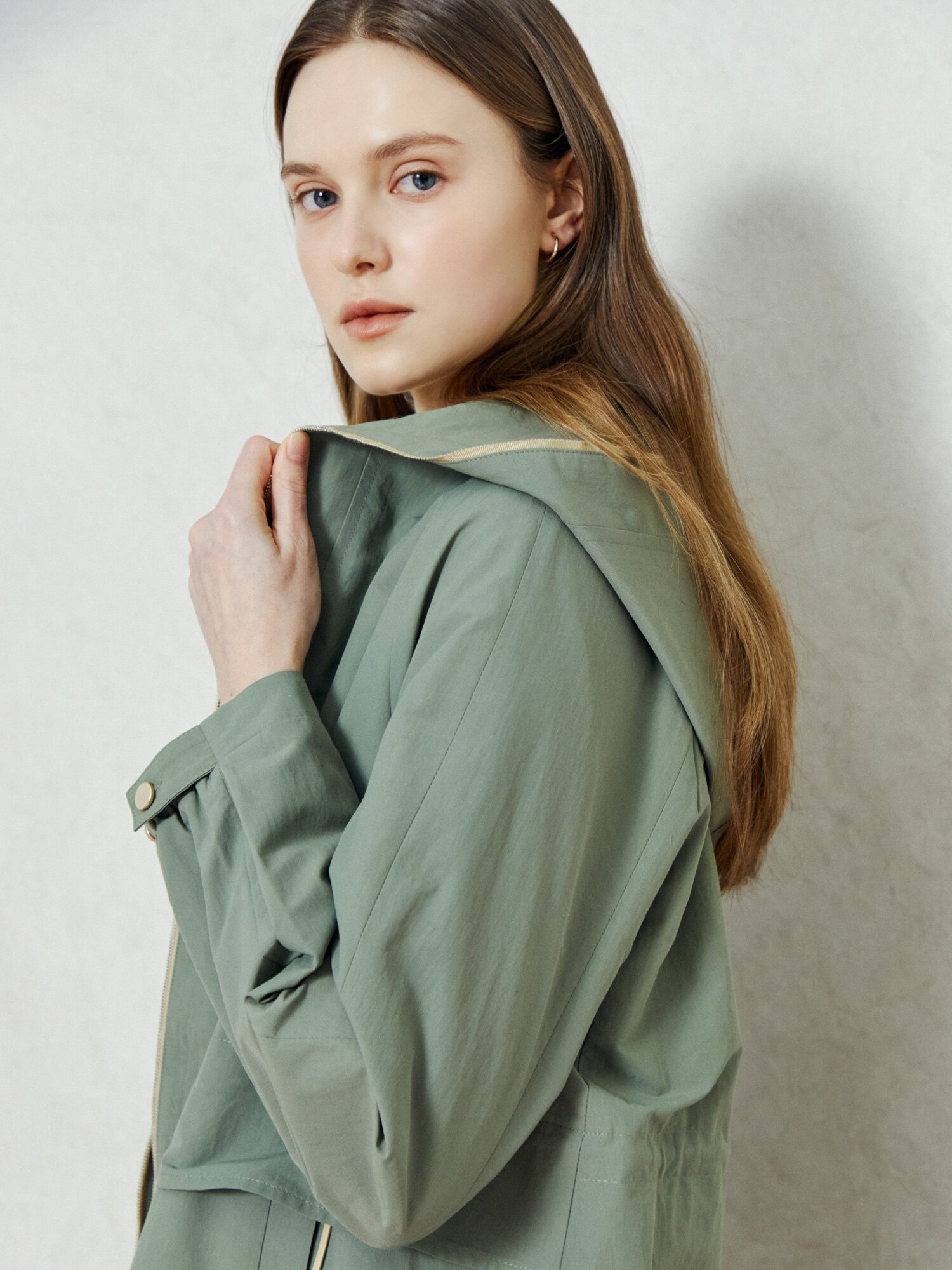 어반 트렌치 롱 후드 코트 (KHAKI)