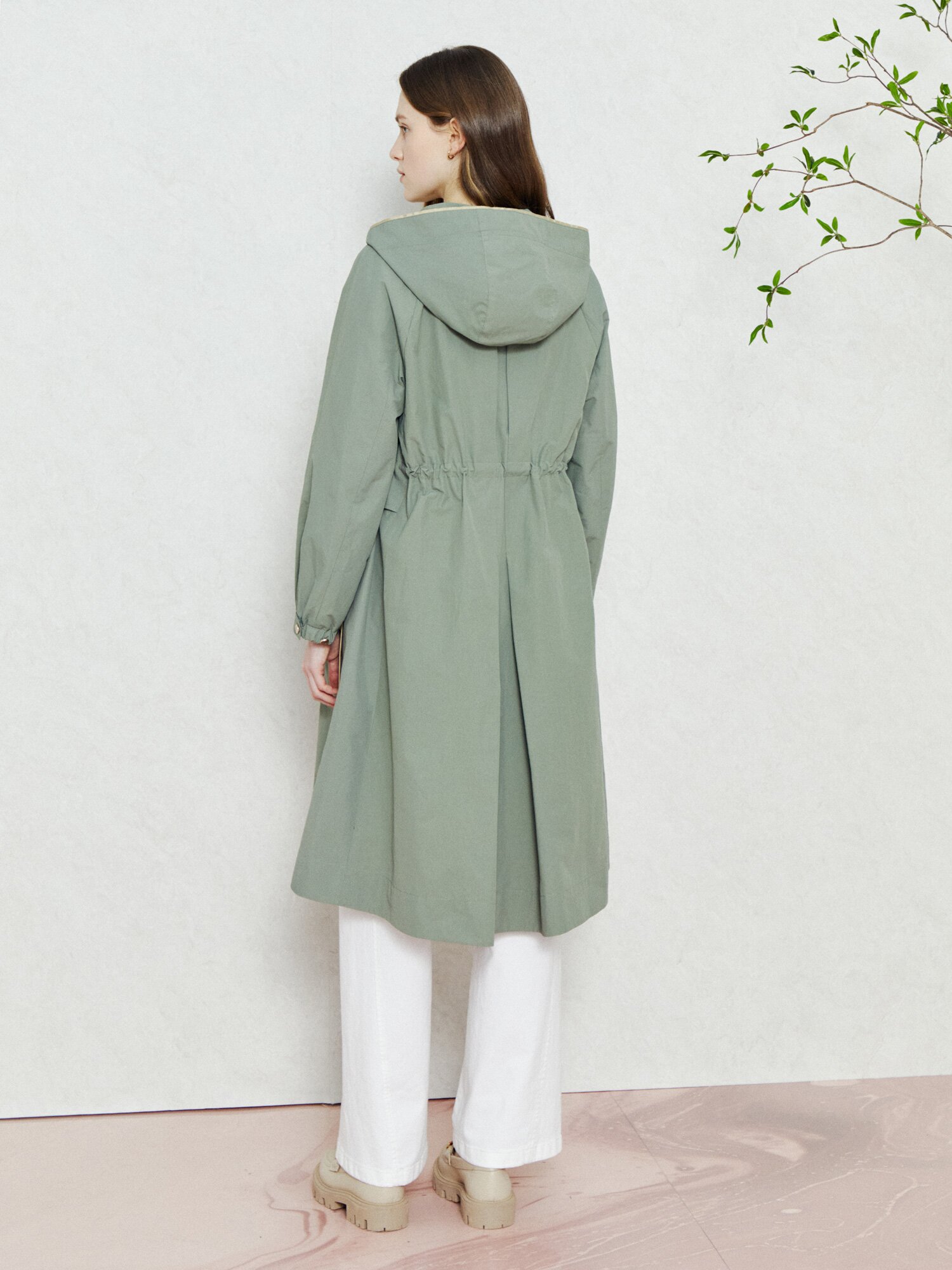 어반 트렌치 롱 후드 코트 (KHAKI)