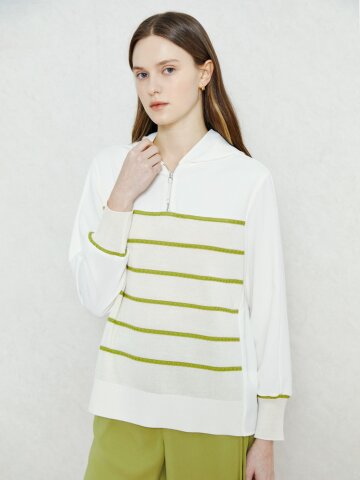 에어리 스트라이프 후드 블라우스 