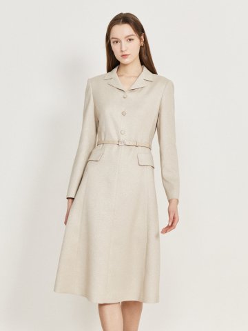 글리터 오픈 칼라 플레어 원피스 