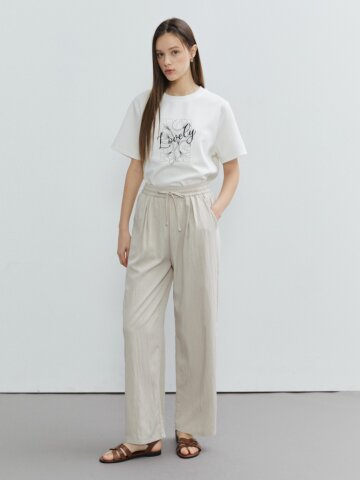 스트링 밴딩 일자핏 팬츠 