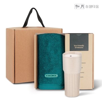 송월타올 포인트 200g 1P + 커피텀블러709ml 1P 선물세트