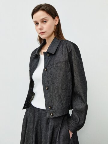 럭스 스퀸 디테일 크롭 재킷 