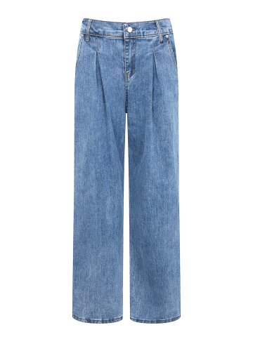 원턱 백 밴딩 와이드 데님 팬츠 