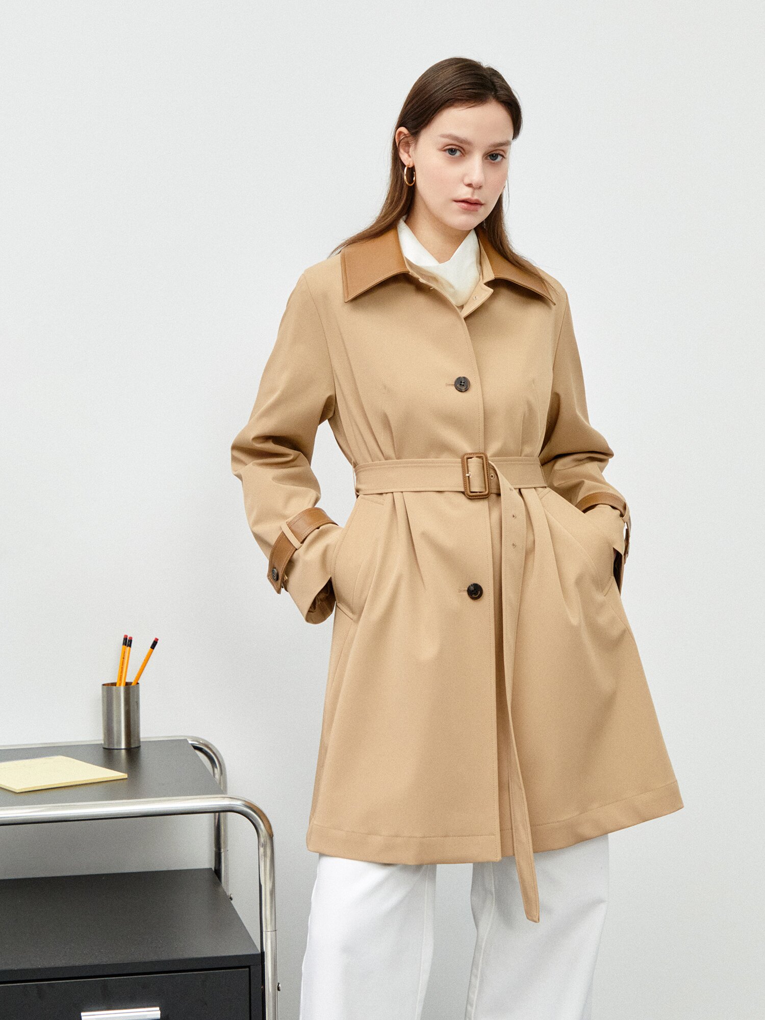벨티드 빈티지 레더 자켓 (BEIGE)