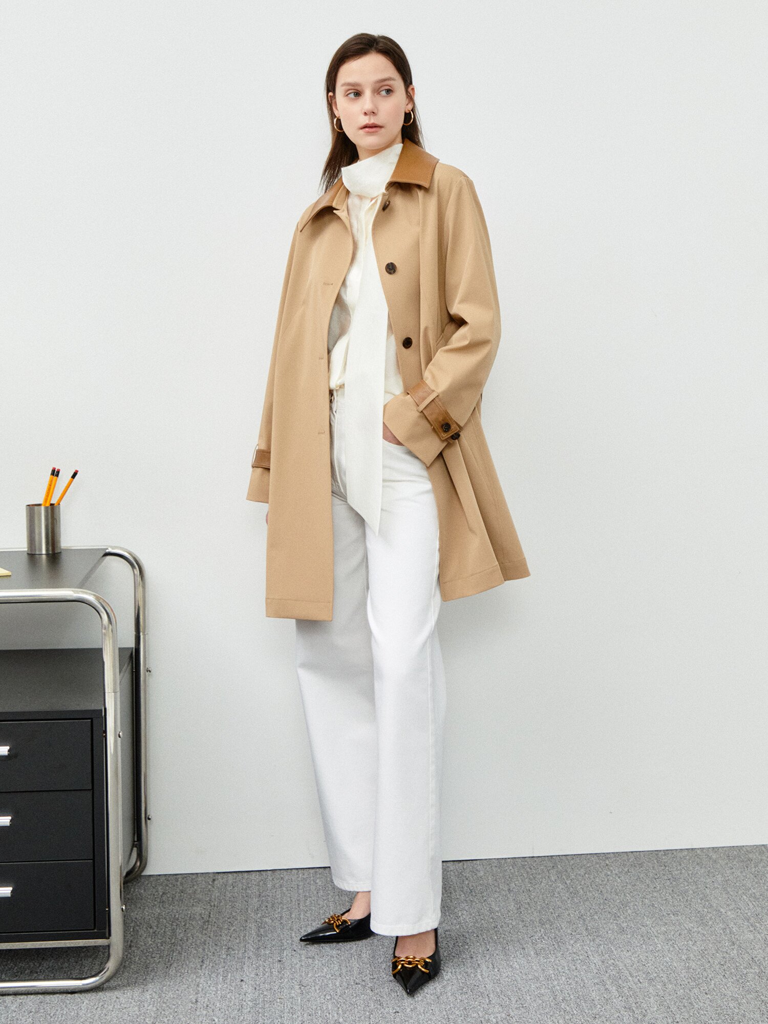 벨티드 빈티지 레더 자켓 (BEIGE)