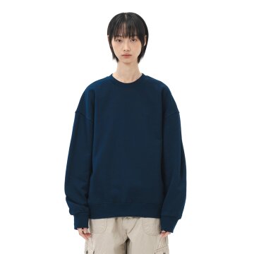 르커스텀 무지 오버핏 맨투맨 (네이비)