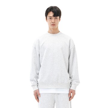 르커스텀 무지 오버핏 맨투맨 (라이트 멜란지)
