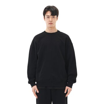 르커스텀 무지 오버핏 맨투맨 (블랙)