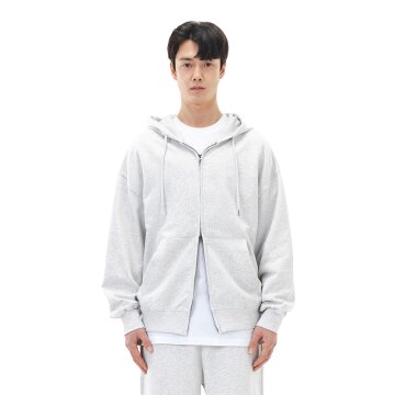 르커스텀 오버핏 무지 투웨이 후드집업 (라이트 멜란지)