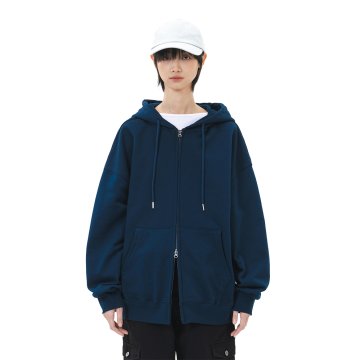 르커스텀 오버핏 무지 투웨이 후드집업 (네이비)