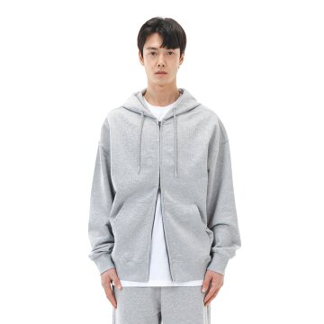 르커스텀 오버핏 무지 투웨이 후드집업 (멜란지)