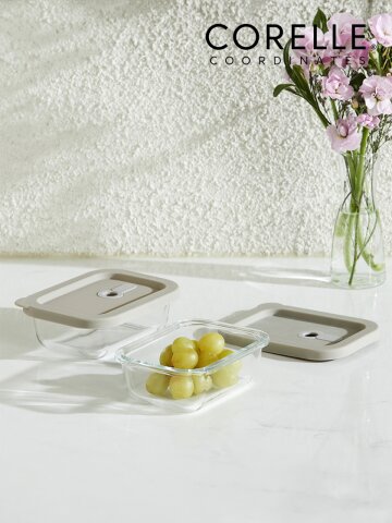 실리콘 유리 밀폐용기 직사각2종