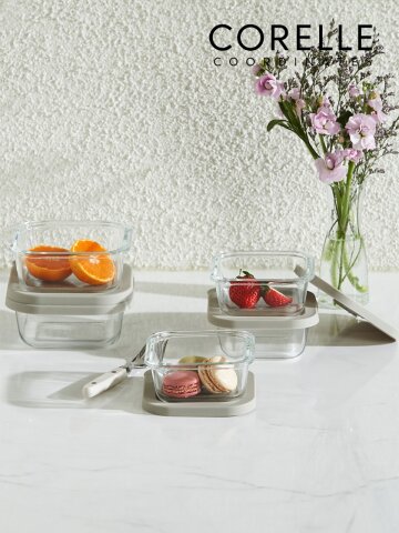 실리콘 유리 밀폐용기 정사각5종