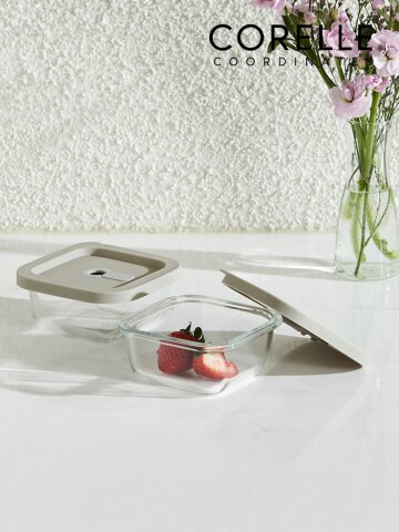 실리콘 유리 밀폐용기 정사각2종