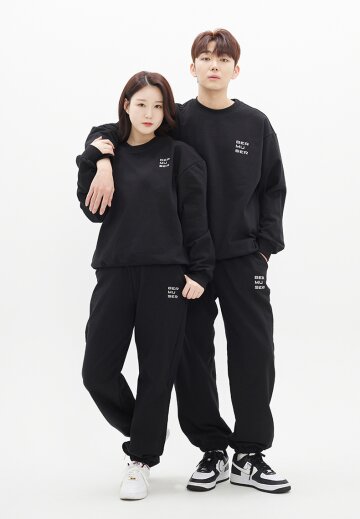 레터링 B자수 오버핏 치즈쮸리 맨투맨+조거팬츠 SET-UP 3COLOR